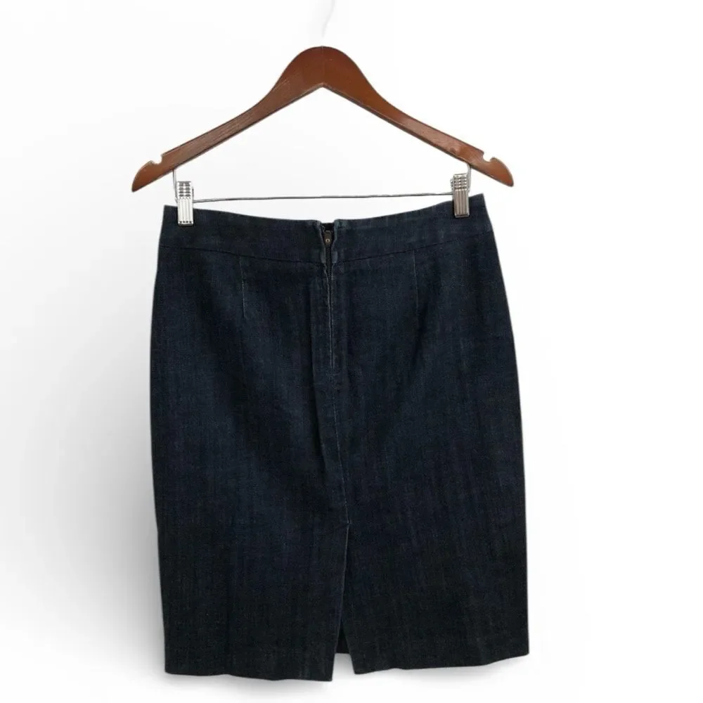 J.Crew Stretch Denim Pencil Skirt Size 6 Dark Wash